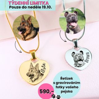 Je tu nová TÝDENNÍ LIMITKA! 🥳 Jemný elegantní řetízek s gravírováním fotografie vašeho pejska promění lásku k vašemu...